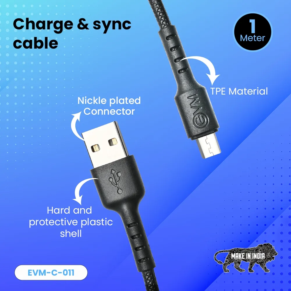 EVM Micro USB Charge & Sync Cable EVM-C-011-B view 4